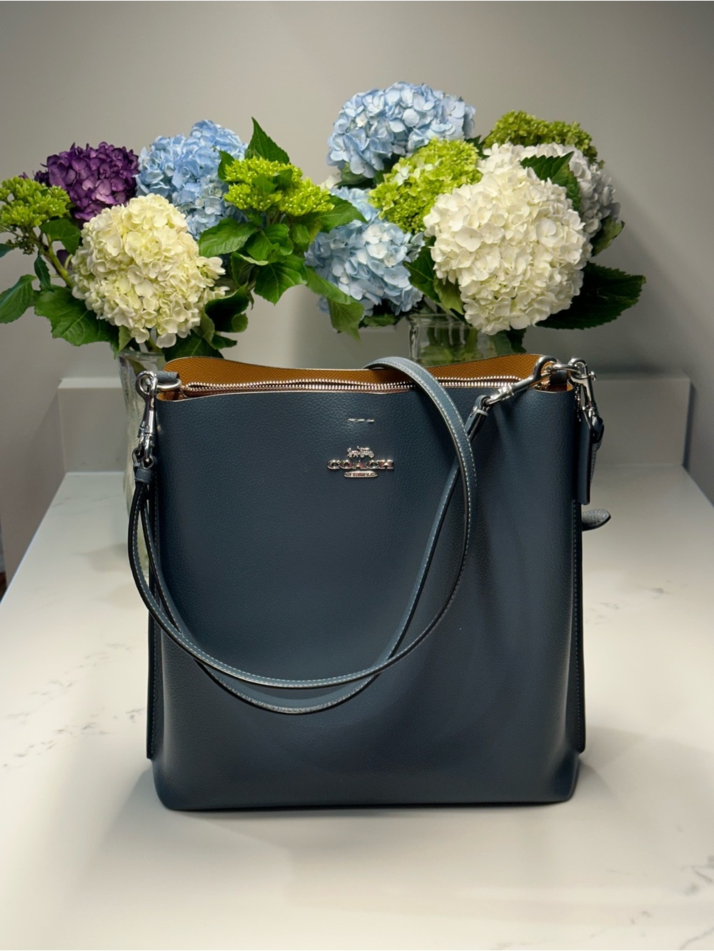 Coach Mollie Bucket Bag CA214 Denim Leather Blue NWOT + Dust Bag + COA - Picture 5 of 16